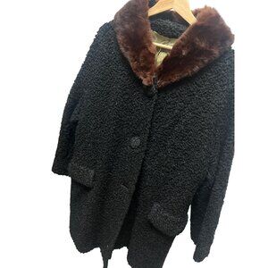 Unbranded Vintage 50's Persian Lambwool Teddy Overcoat with Fur Collar